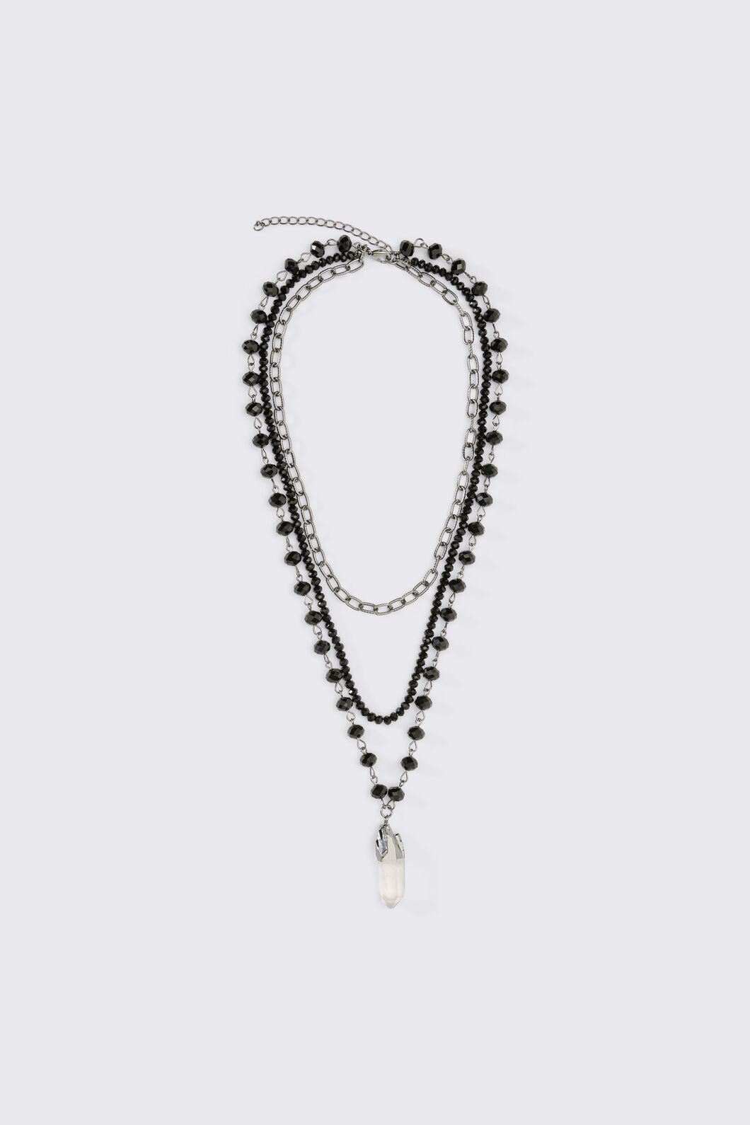 Black Friday - Statement Gem Layered Necklace - black