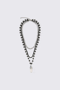 Black Friday - Statement Gem Layered Necklace - black