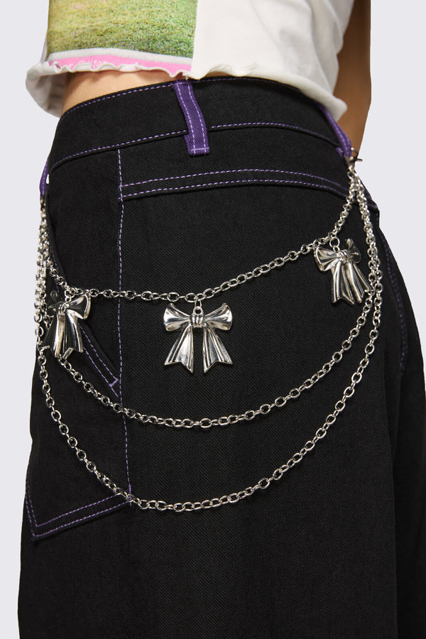 Black Friday - Bow Charm Pant Chain - silver