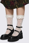 Black Friday - Bow Mesh Socks - cream