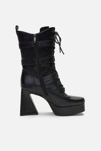 Black Friday - Triple Buckle Heeled Boots - black