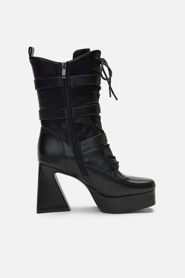 Black Friday - Triple Buckle Heeled Boots - black