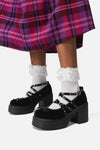 Black Friday - Faux Suede Criss Cross Mary Ja - black