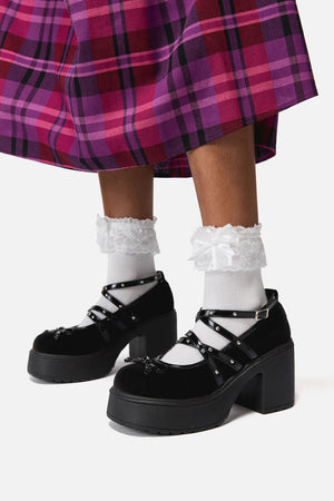 Black Friday - Faux Suede Criss Cross Mary Ja - black