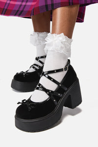 Black Friday - Faux Suede Criss Cross Mary Ja - black