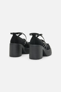 Black Friday - Faux Suede Criss Cross Mary Ja - black