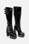 Black Friday - KneeHighPatentBuckleSpikeBoots - black