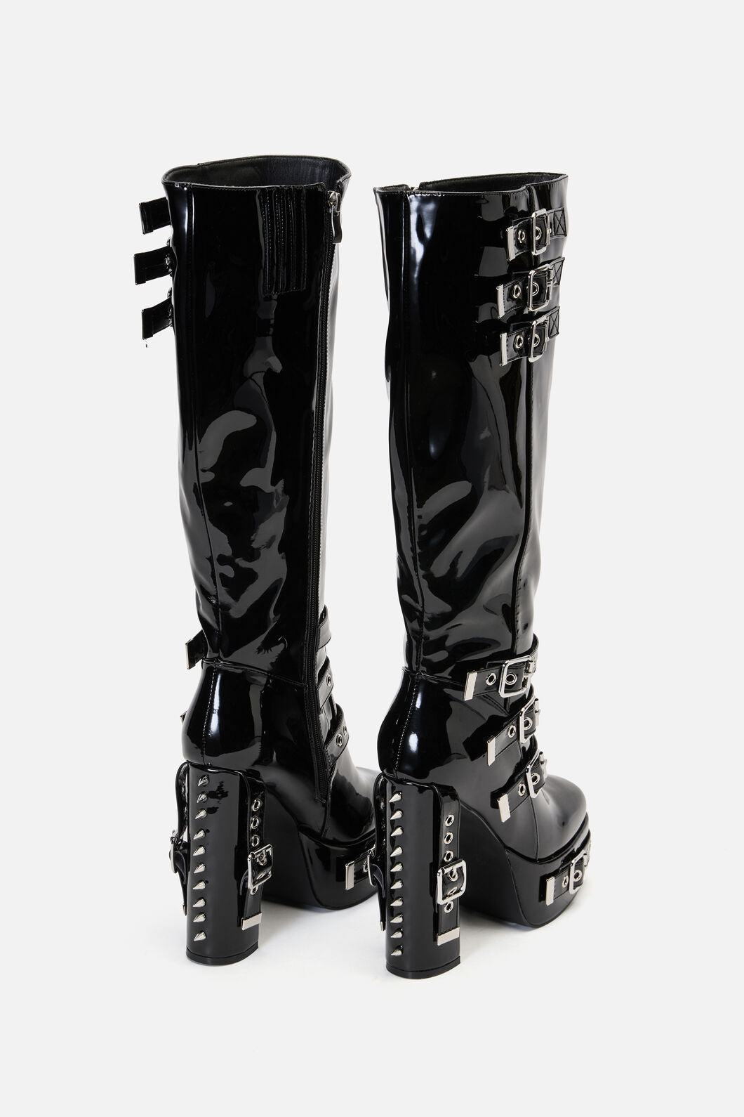 Black Friday - KneeHighPatentBuckleSpikeBoots - black