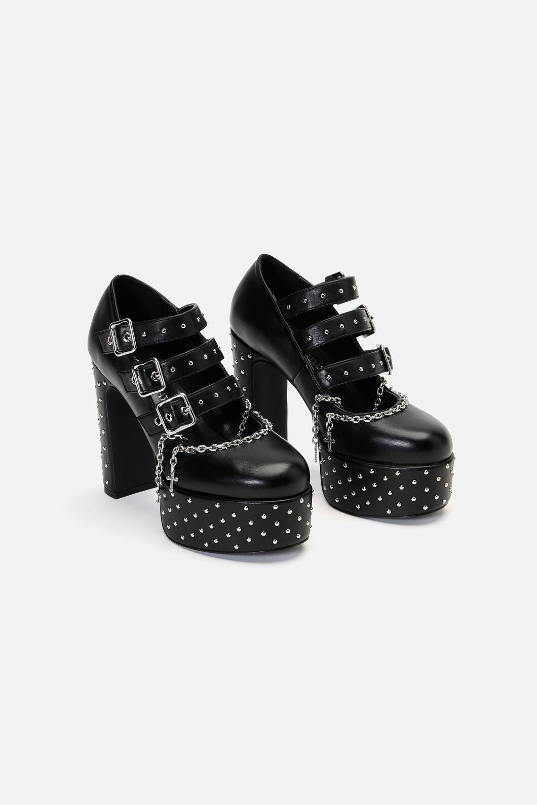 Black Friday - Chain Cross Studded Mary Janes - black