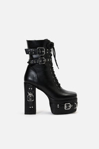 Black Friday - Lace Up Strappy Boots - black