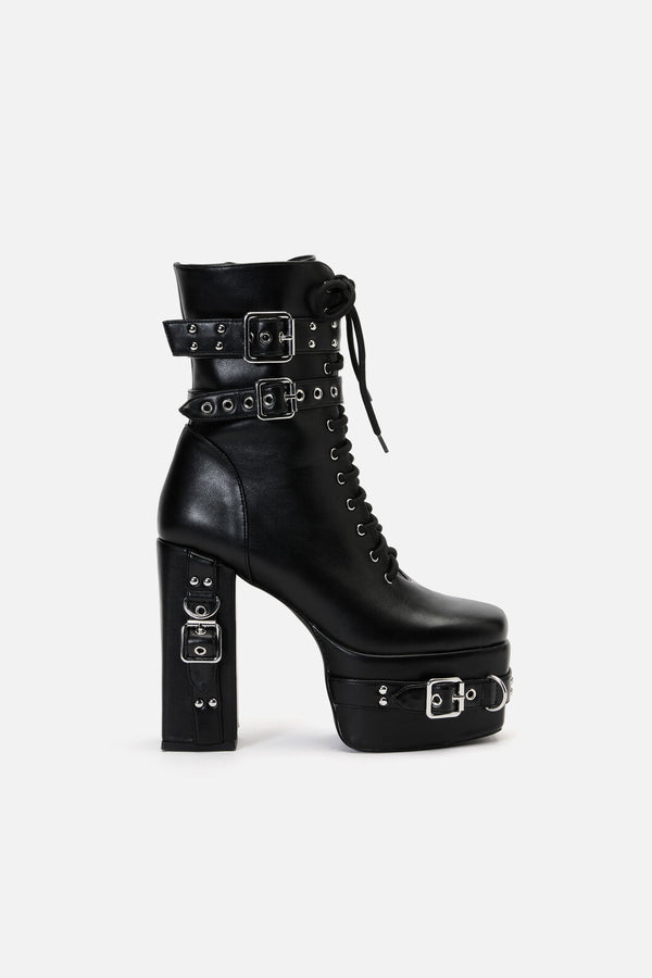 Black Friday - Lace Up Strappy Boots - black