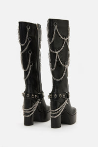 Black Friday - Chained In Heel Boots - black