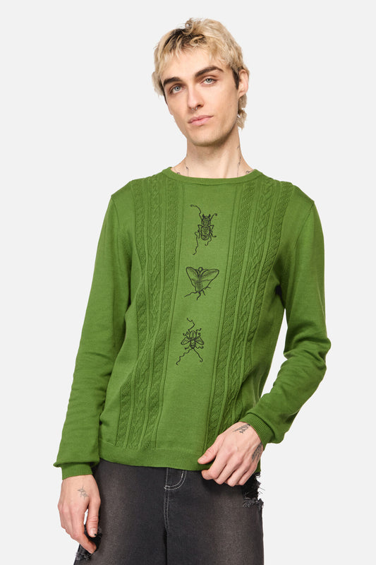 Dangerfield NZ - Insect Obsessed Cable Knit Jum - green