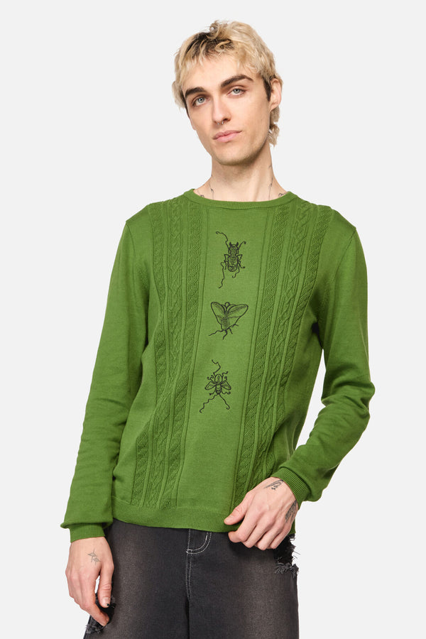 Dangerfield NZ - Insect Obsessed Cable Knit Jum - green