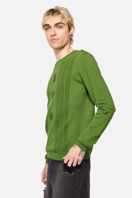 Dangerfield NZ - Insect Obsessed Cable Knit Jum - green