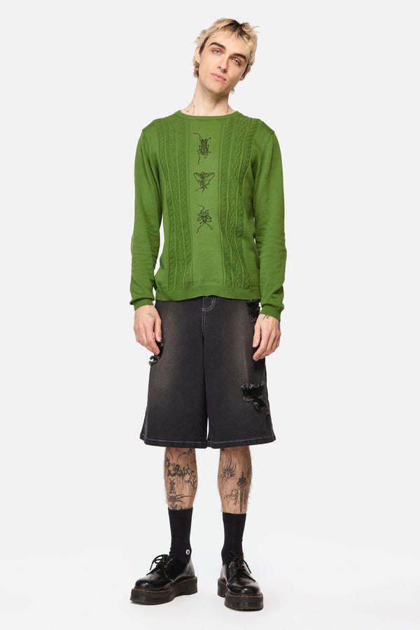 Dangerfield NZ - Insect Obsessed Cable Knit Jum - green