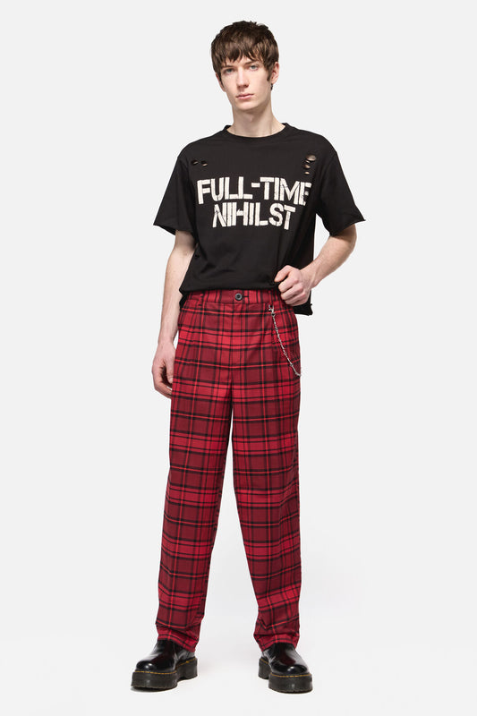 Dangerfield NZ - Over It Tartan Slim Fit Pants - red