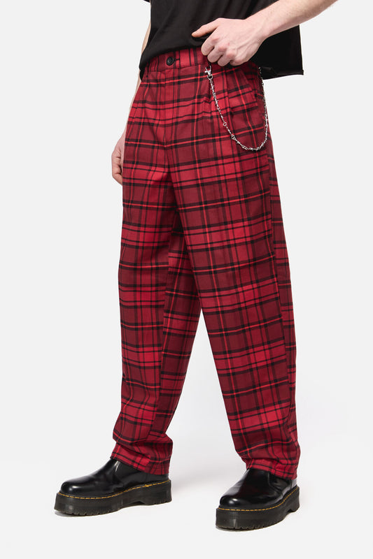 Dangerfield NZ - Over It Tartan Slim Fit Pants - red