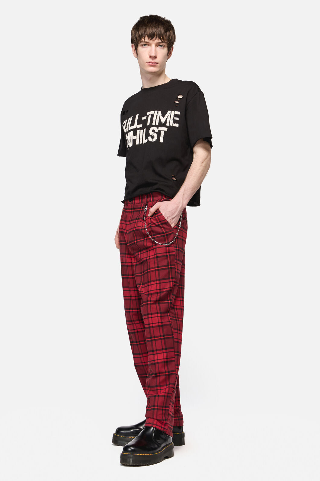 Dangerfield NZ - Over It Tartan Slim Fit Pants - red