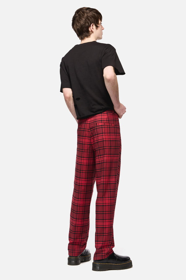 Dangerfield NZ - Over It Tartan Slim Fit Pants - red