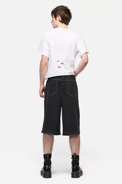 Dangerfield NZ - DenimDistressedUniWideLegJorts - black