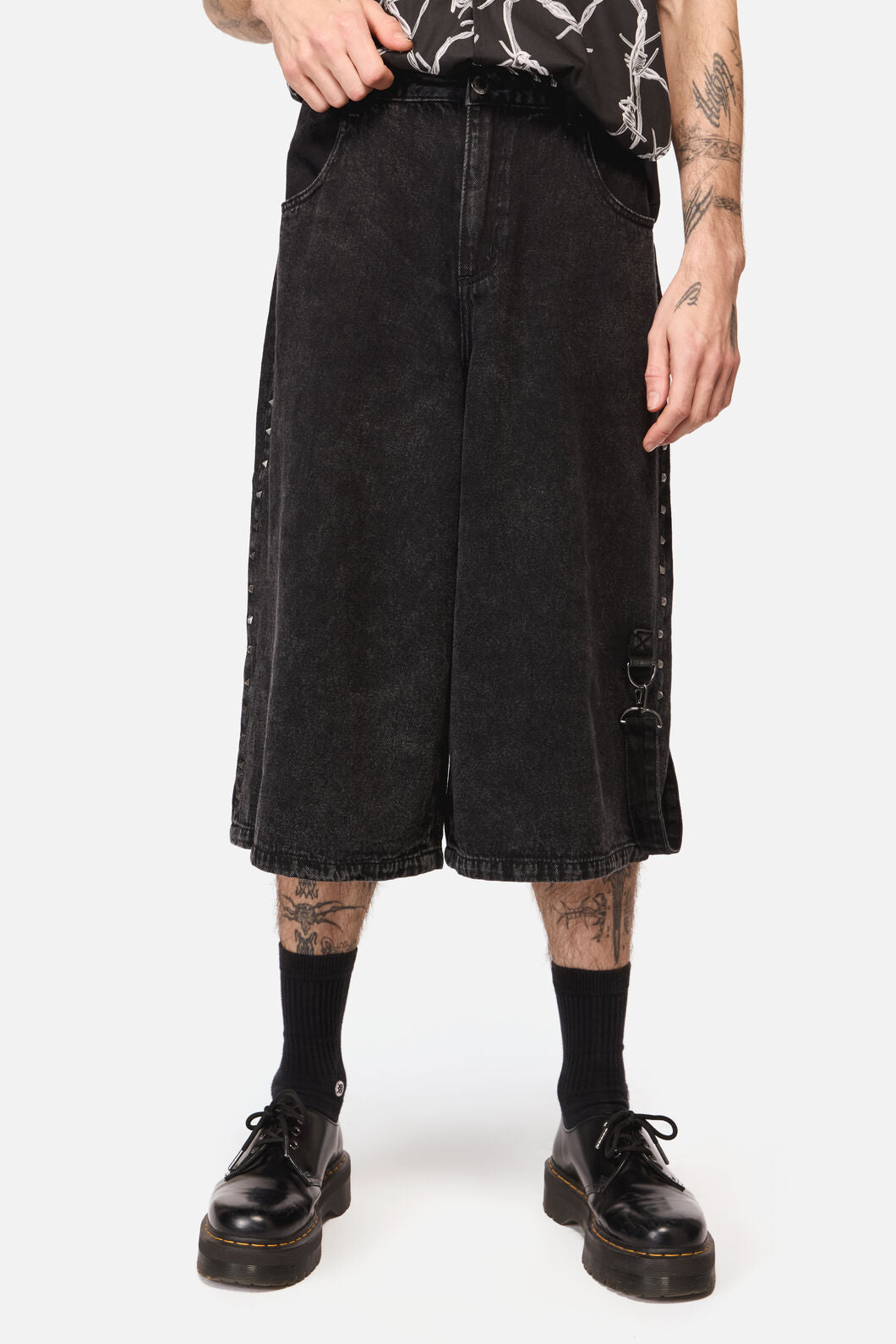 Dangerfield NZ - Lawless Stud Wide Leg Jeans - black