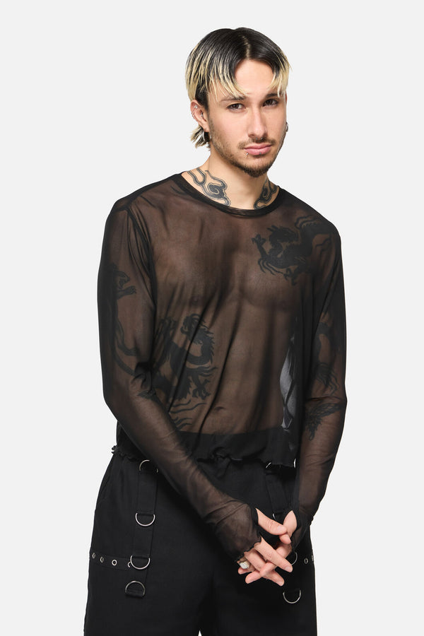 Dangerfield NZ - Batz Cropped Mesh Top - black