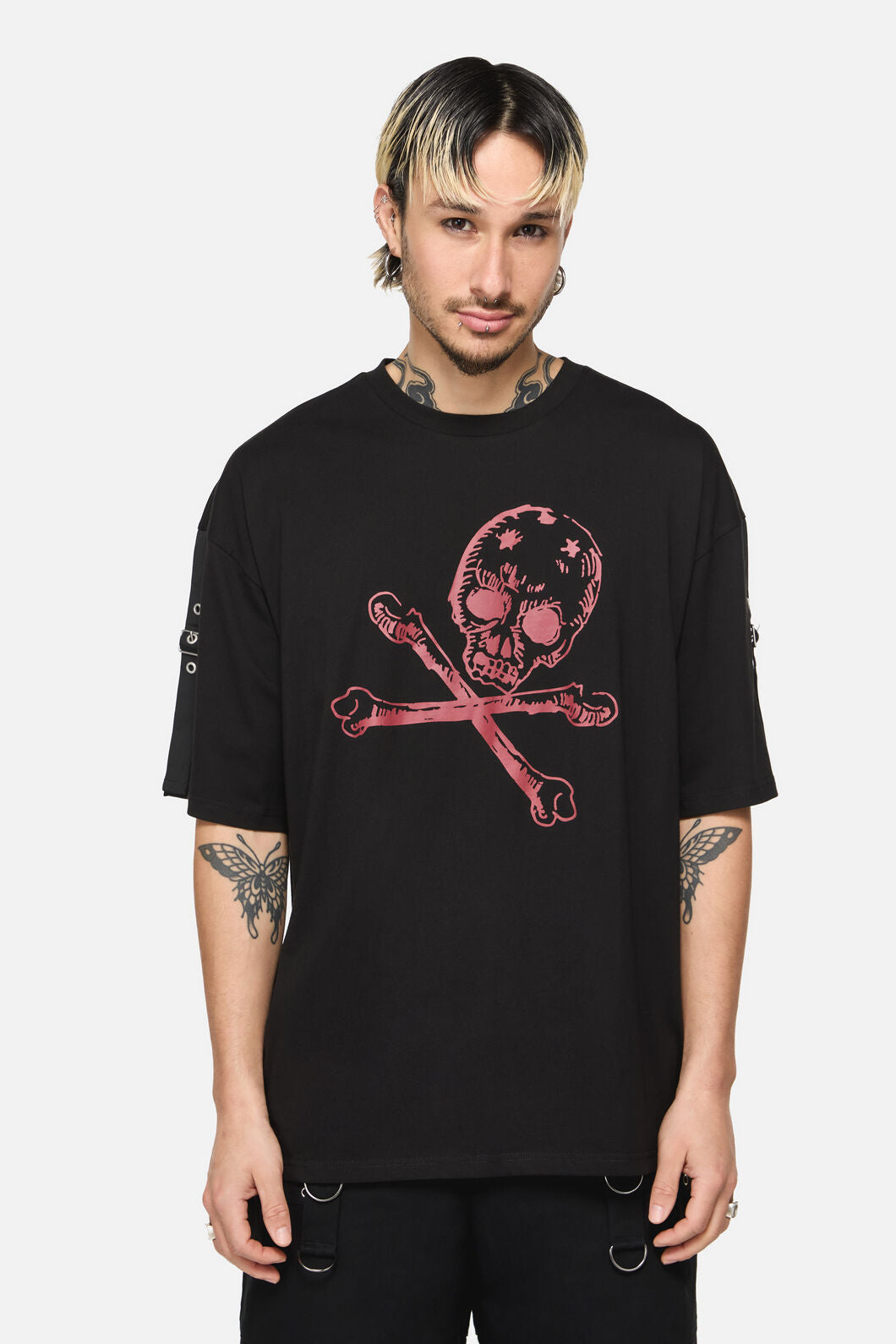 Dangerfield NZ - Skull Grunge Print Tee - black