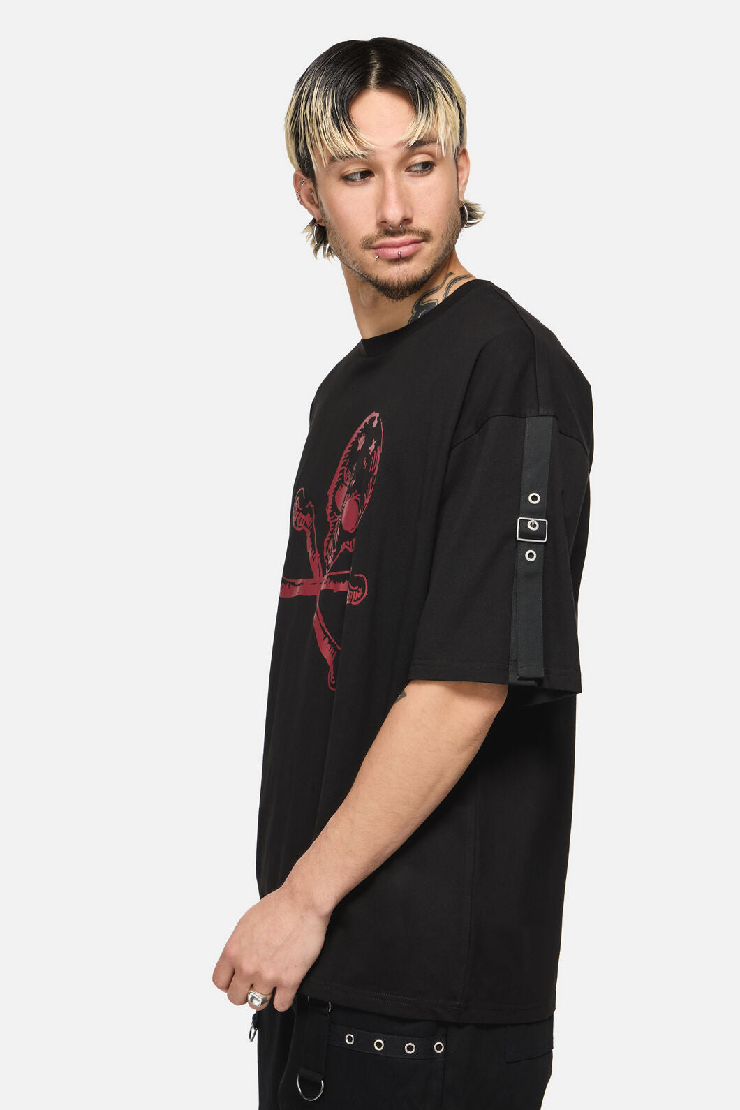 Dangerfield NZ - Skull Grunge Print Tee - black