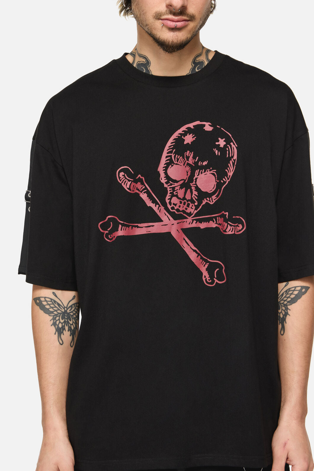 Dangerfield NZ - Skull Grunge Print Tee - black
