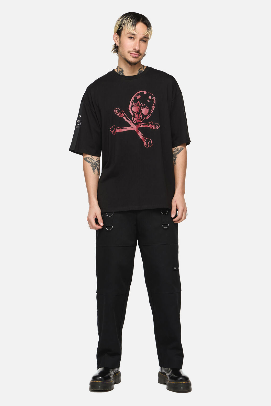 Dangerfield NZ - Skull Grunge Print Tee - black