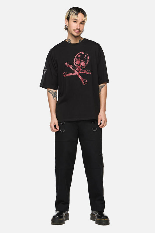 Dangerfield NZ - Skull Grunge Print Tee - black