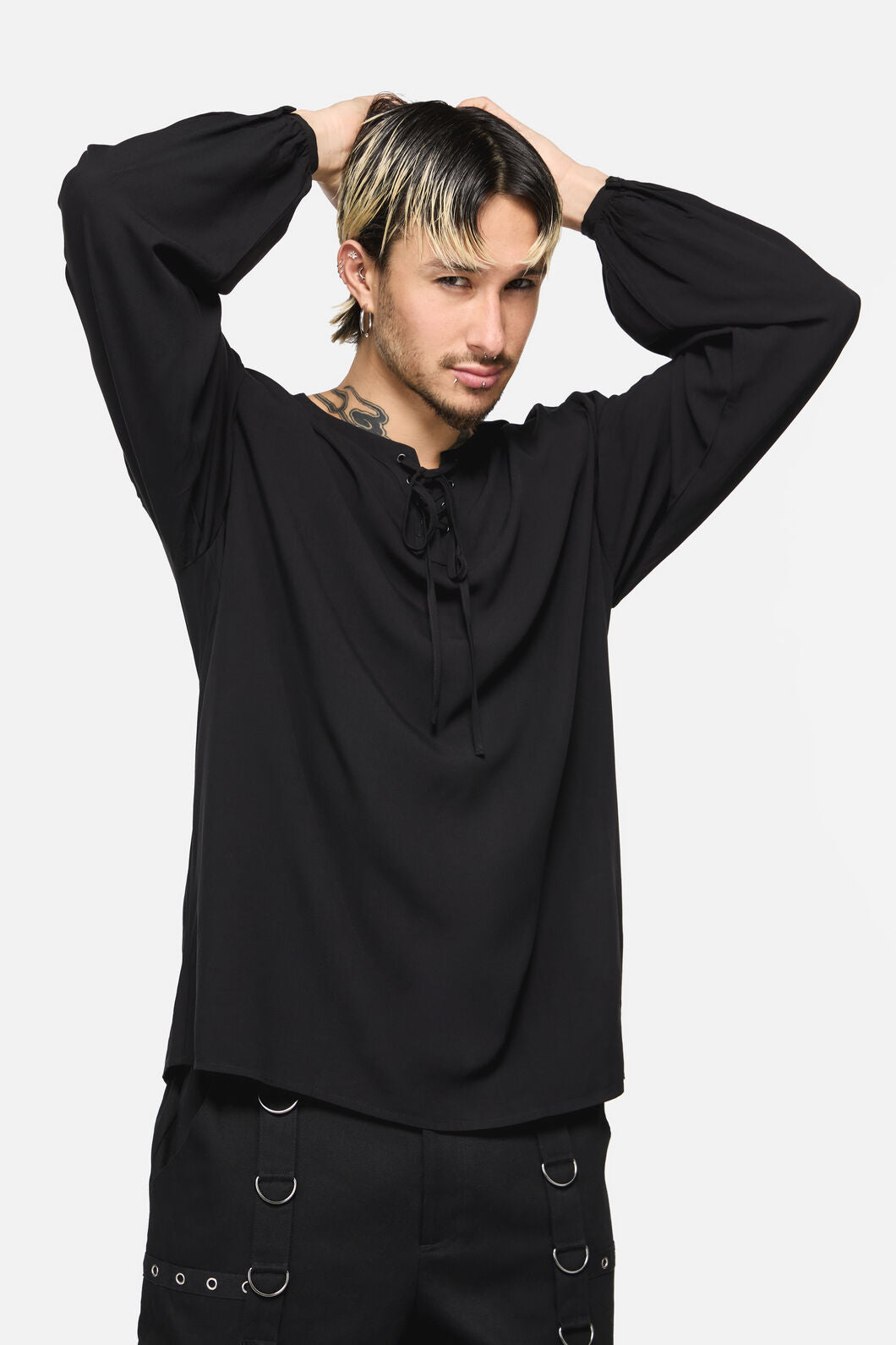 Dangerfield NZ - Buccaneer Punk Frill Shirt - black