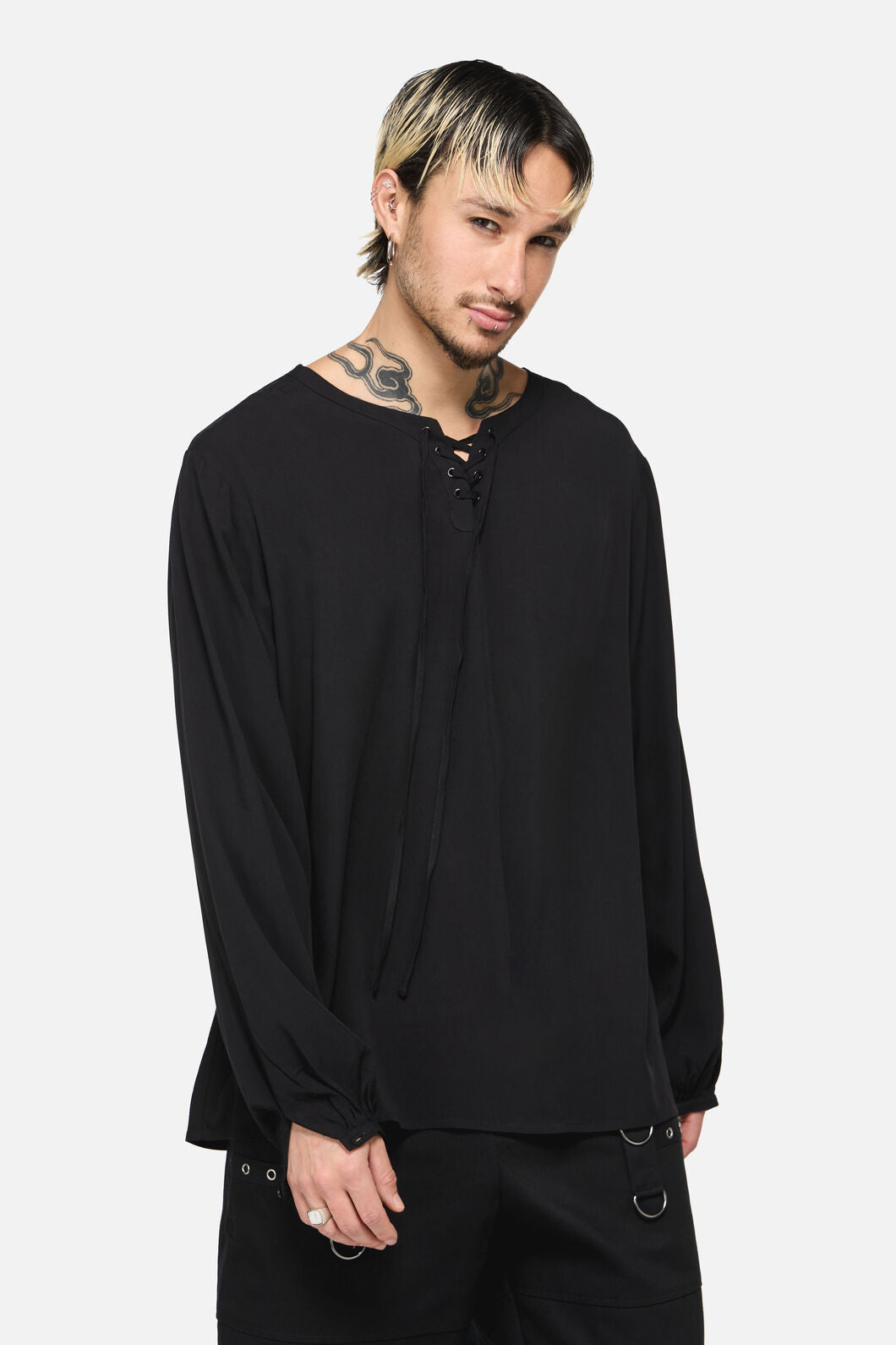 Dangerfield NZ - Buccaneer Punk Frill Shirt - black