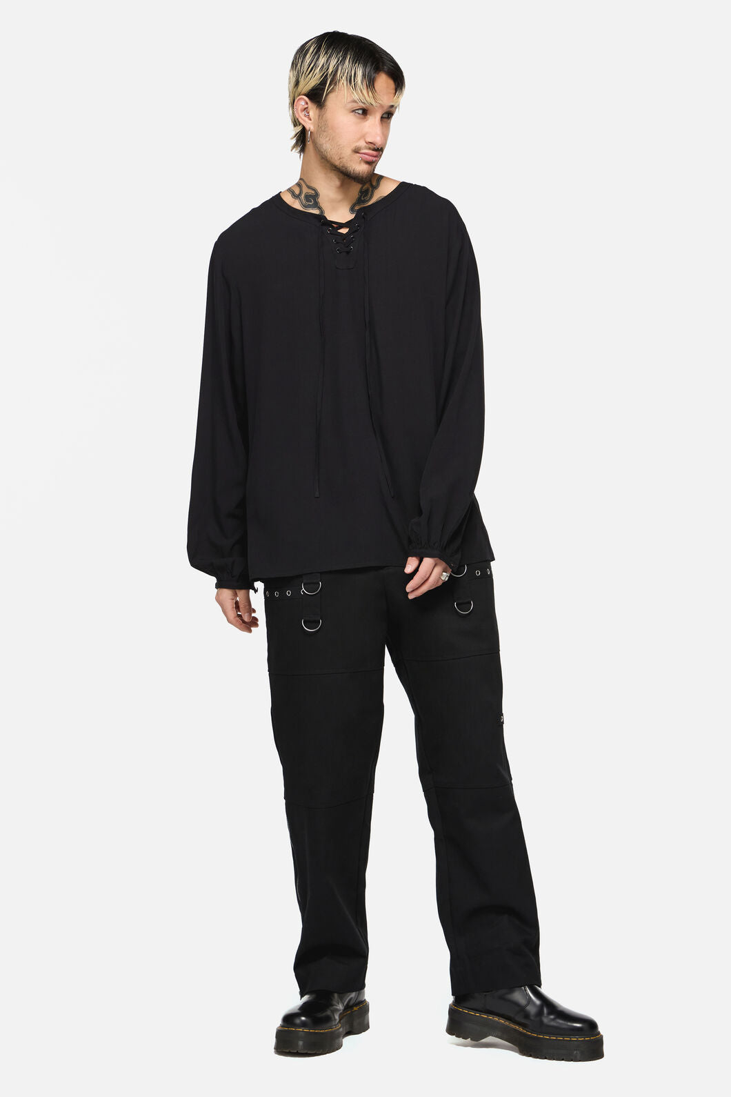 Dangerfield NZ - Buccaneer Punk Frill Shirt - black
