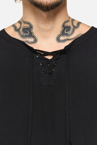 Dangerfield NZ - Buccaneer Punk Frill Shirt - black