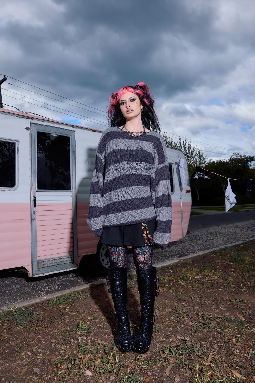 Dangerfield NZ - Piracy Punk Knit Jumper - grey