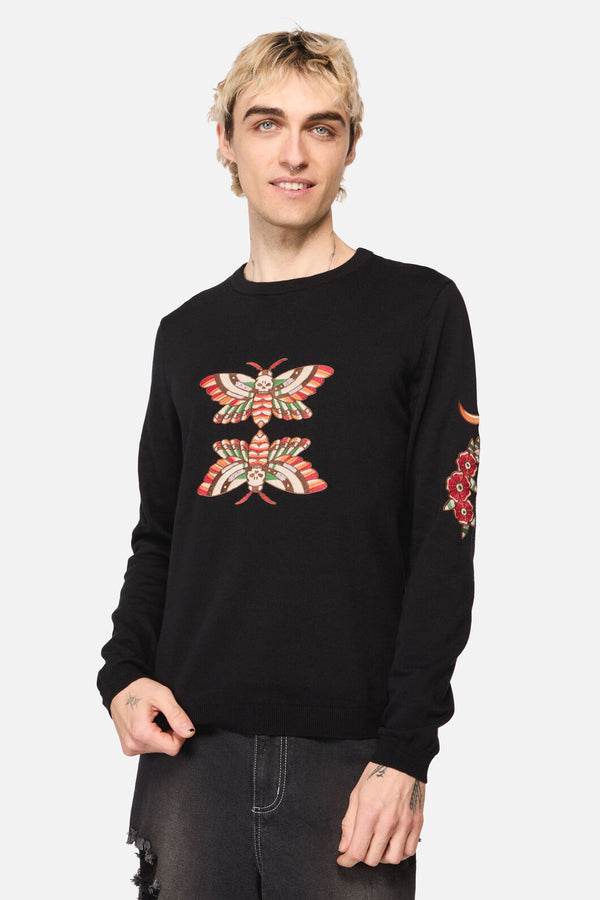 Dangerfield NZ - All HallowsEveTattooKnitJumper - black