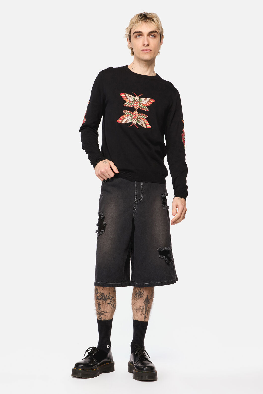 Dangerfield NZ - All HallowsEveTattooKnitJumper - black