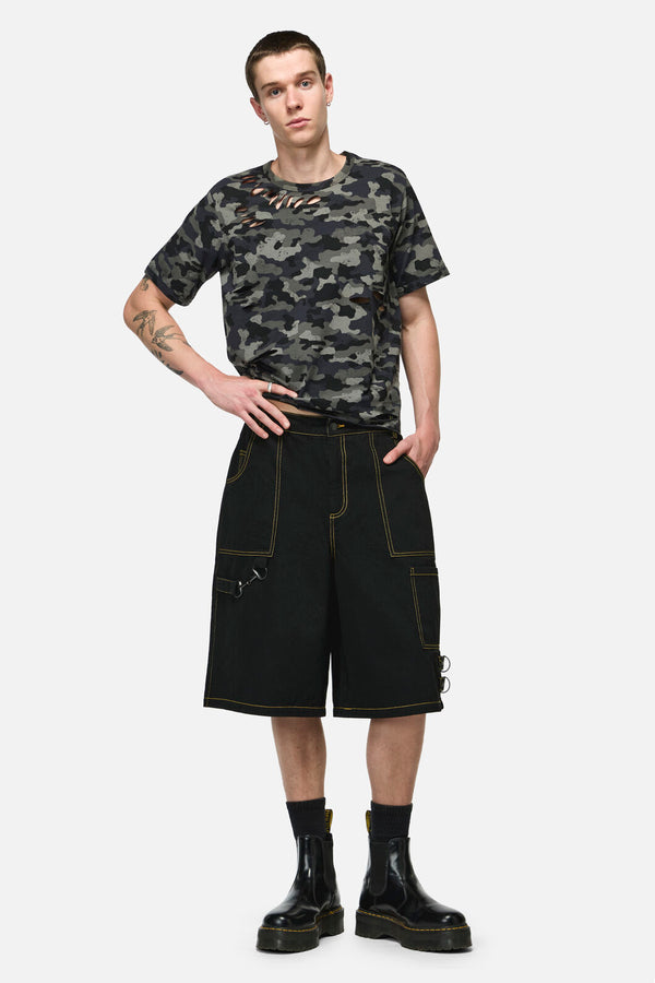 Dangerfield NZ - Signals Goth Trim Cargo Short - black
