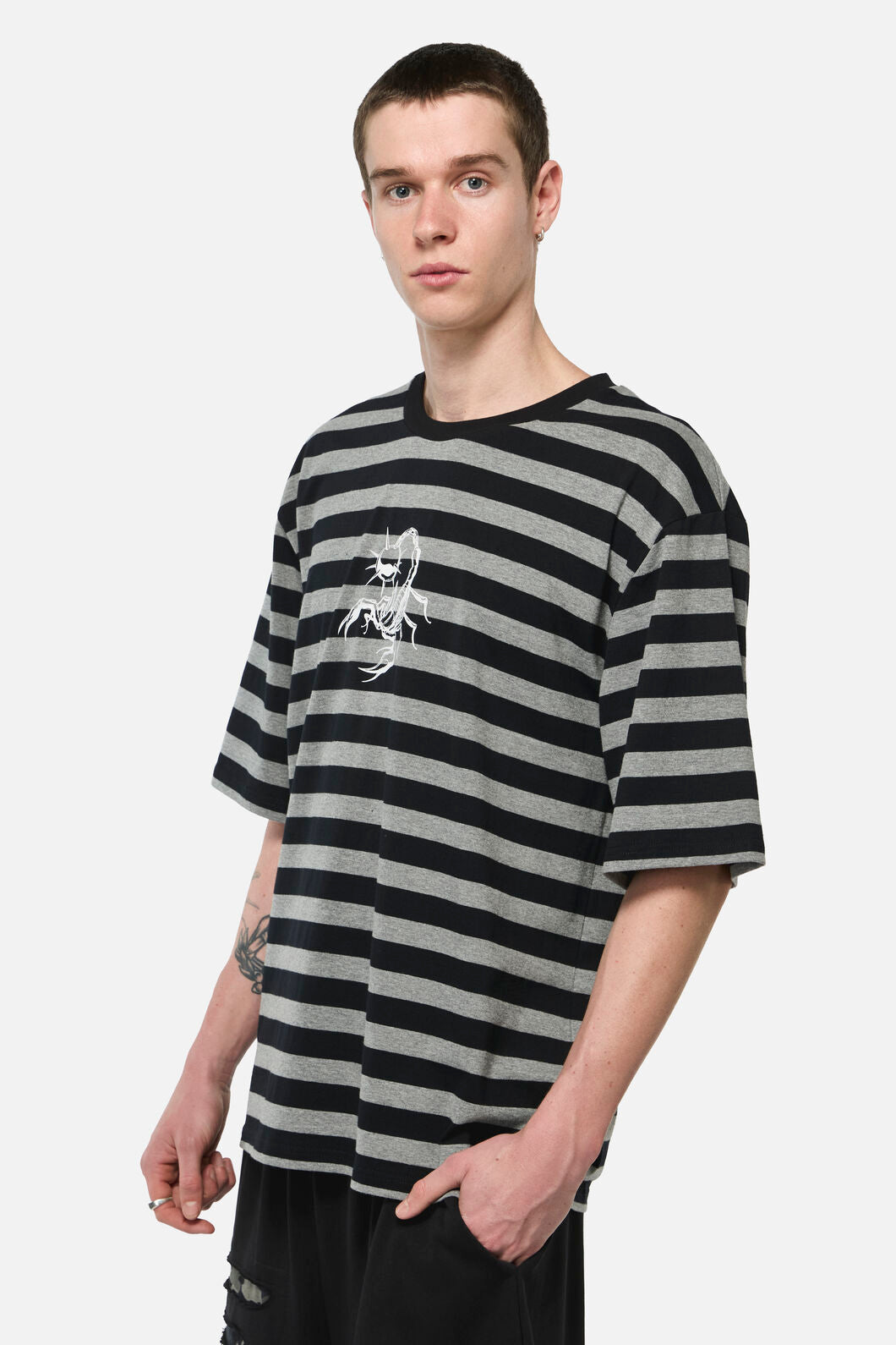Dangerfield NZ - Sting Off Stripe Tee - grey-black
