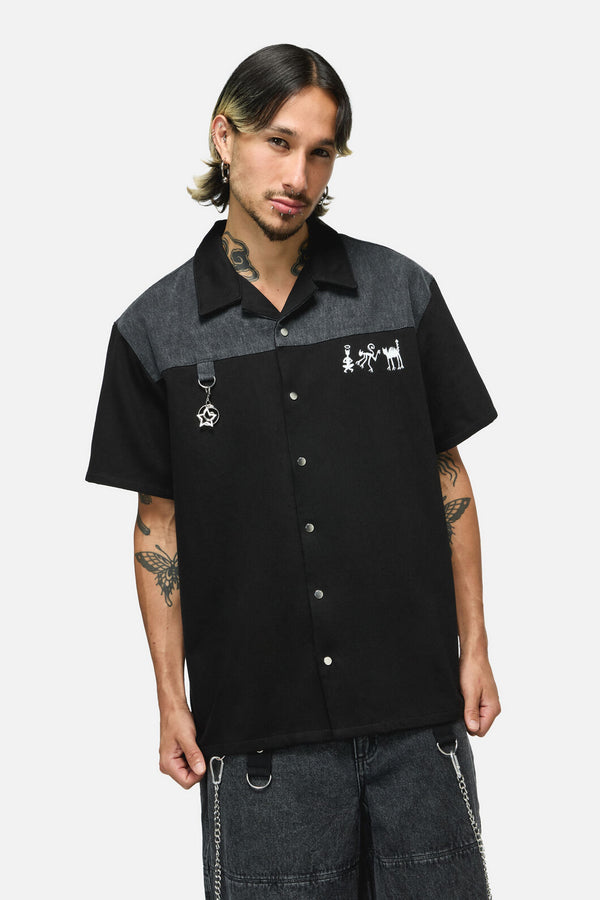 Dangerfield NZ - Whirl Yoke Shirt - black