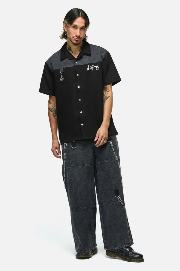 Dangerfield NZ - Whirl Yoke Shirt - black