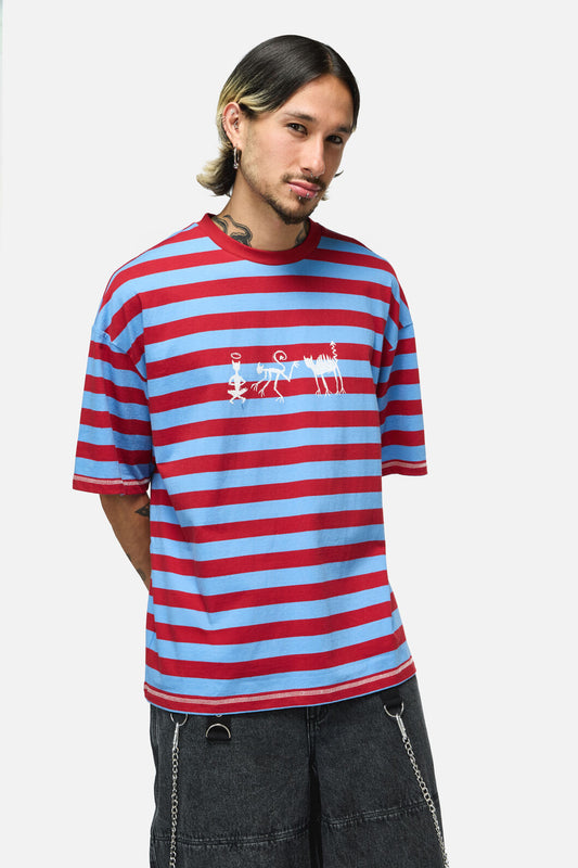 Dangerfield NZ - Alchemy Stripe Tee - blue-red