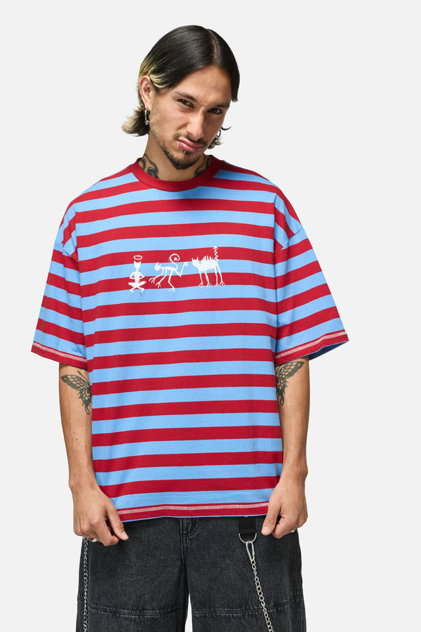 Dangerfield NZ - Alchemy Stripe Tee - blue-red