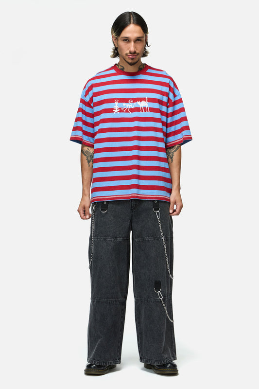 Dangerfield NZ - Alchemy Stripe Tee - blue-red