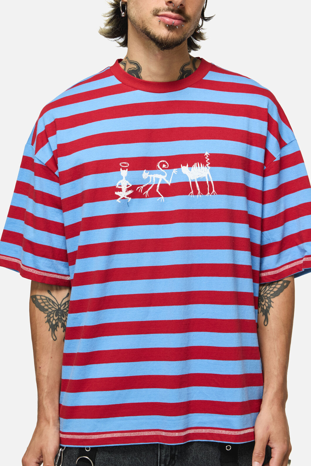 Dangerfield NZ - Alchemy Stripe Tee - blue-red