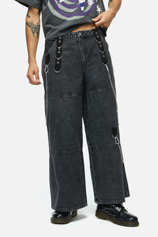 Dangerfield NZ - Whirl Denim Wide Leg Cargo - black