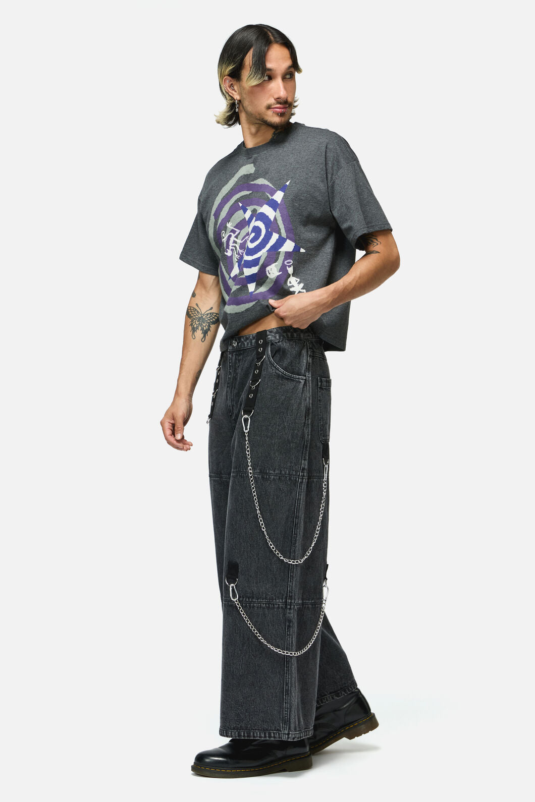 Dangerfield NZ - Whirl Denim Wide Leg Cargo - black