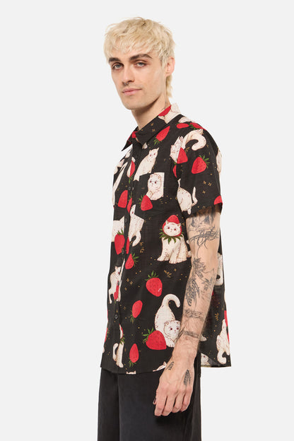 Dangerfield NZ - Strawberry Cats SS Shirt - black